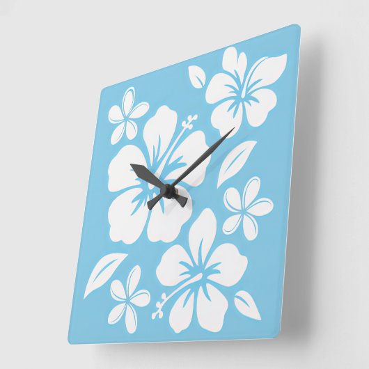 Tropisch blauw strand bloemen vierkante klok (Hoek)