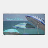 Tropisch Blauw Strand Paraplu's Fotografisch stran Bureaumat (Voorkant)