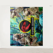 Tropisch blauw T Rex achtergrond Wandkleed (Voorkant)