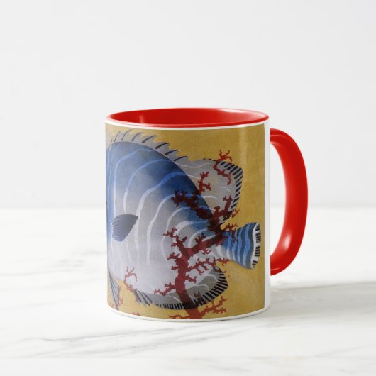 Tropisch Blauw Vis Koraal Marien Oceaanleven Mok (Voorkant rechts)