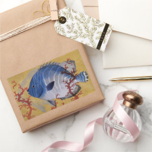  Tropisch Blauw Vis Koraal Marien Oceaanleven Rechthoekige Sticker