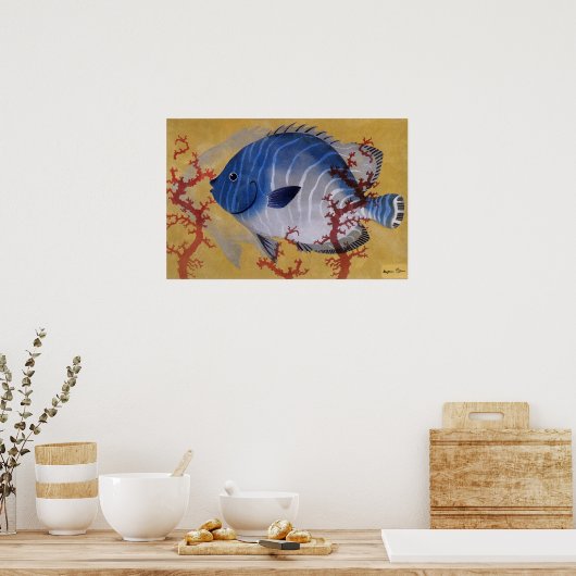 tropisch blauw viskoraal in de zee poster (Keuken)