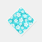 Tropisch Blauw Witte Hibiscus Flowers Patroon Servet (Hoek)