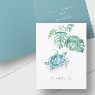 Tropisch blauw Zee schildpad Waterverf Hartelijk d Bedankkaart