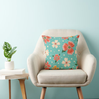 Tropisch Blauwe Bloemen Kussen