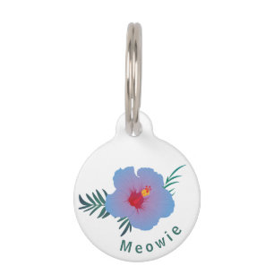 Tropisch blauwe hibiscus huisdierpenning