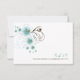 Tropisch Blauwe Hibiscus Strand Bestemming Trouwda RSVP Kaartje