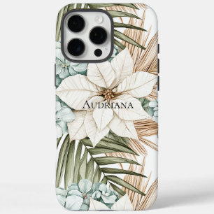 Tropisch blauwe witte bloemen iPhone 16 pro max hoesje