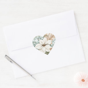 Tropisch blauwe witte bloemen hart sticker