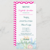 Tropisch Blauwgroen Berry Pink Floral Chevron Wedd Programma (Voorkant / Achterkant)