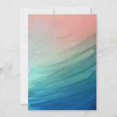 Tropisch Blauwgroen blauw en Peach Wedding Invitat Kaart (Achterkant)