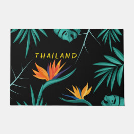 Tropisch Blauwgroen Blauw Groen Palmmonogram Thail Deurmat