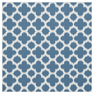 Tropisch Blauwgroen Blauw Ikat Quatrefoil Patroon Stof