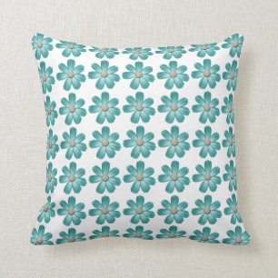 Tropisch Blauwgroen blauw Turquoise Daisy Flower C Kussen