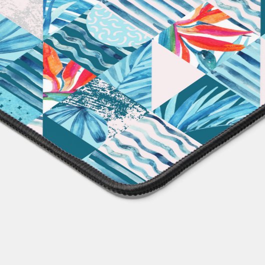 Tropisch Blauwgroen geometrisch Abstract patroon Bureaumat (Hoek)