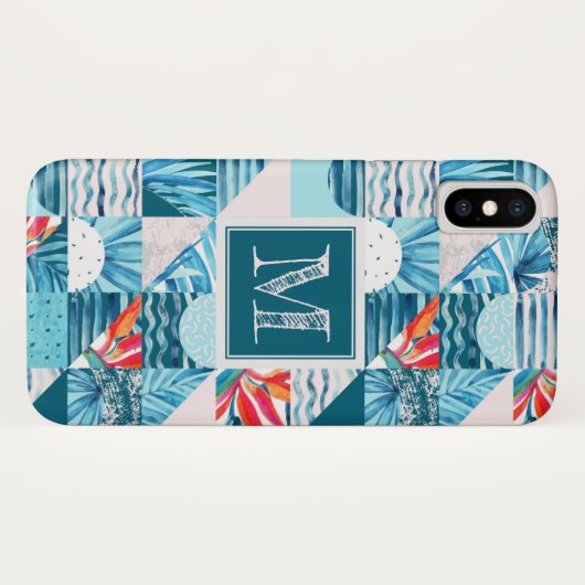 Tropisch Blauwgroen geometrisch Abstract patroon Case-Mate iPhone Case (Achterkant (horizontaal))