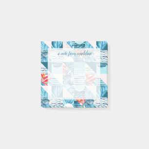 Tropisch Blauwgroen geometrisch Abstract patroon Post-it® Notes