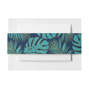 Tropisch blauwgroen, marinemonstera, palmbladeren  uitnodigingen wikkel