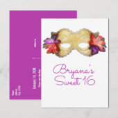 Tropisch Bloem Masquerade Masker Opslagdatum Aankondigingskaart (Voorkant / Achterkant)