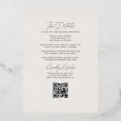 Tropisch Bloemen Ivoor RSVP QR Code Bruiloft Goud Folie Uitnodiging (Achterkant)