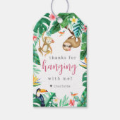 Tropisch Bloemen Oerwoud Dieren Kids Verjaardagsfe Cadeaulabel (Voorkant)