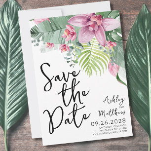 Tropisch Bloemend Huwelijk Save The Date