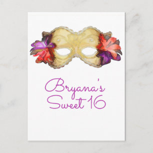 Tropisch Bloemend Masker Save the Date Aankondigingskaart