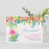 Tropisch bloemend nieuw adres kaart (Staand voorkant)