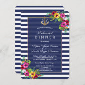 Tropisch bloemendiner voor de bruiloft in Navy str Kaart (Voorkant / Achterkant)