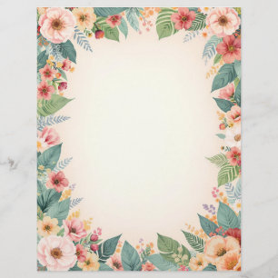 Tropisch Bloemengrens Briefpapier Briefhoofd