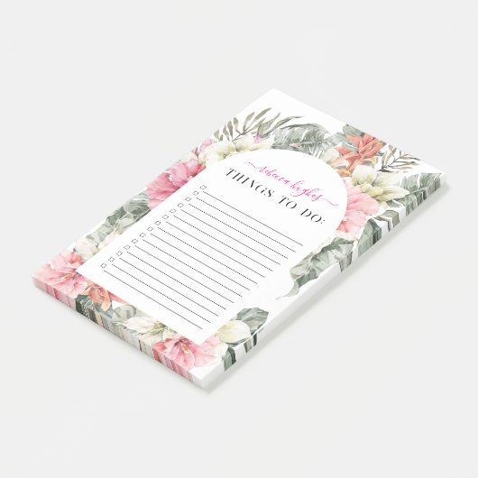  tropisch bloemengroen | Monogram Post-it® Notes (Schuin)