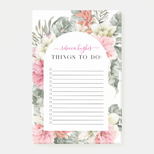  tropisch bloemengroen | Monogram Post-it® Notes (Voorkant)