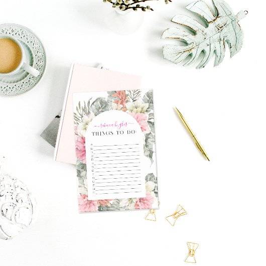  tropisch bloemengroen | Monogram Post-it® Notes