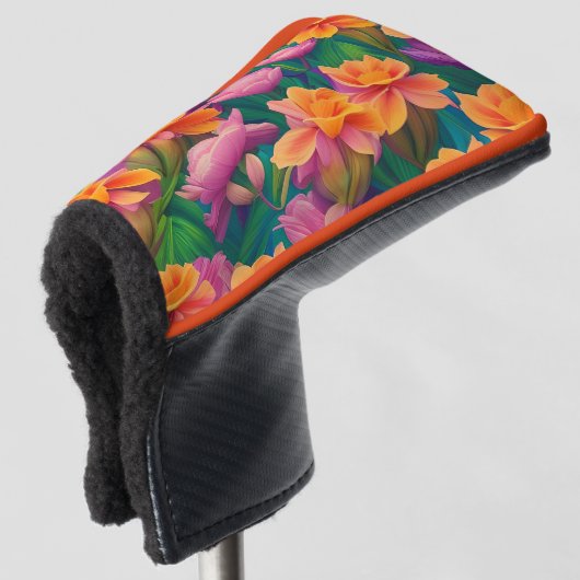 Tropisch bloemenpatroon in Hawaiian Golfheadcover (3/4 voorkant)