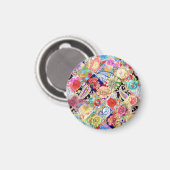 Tropisch bloemenpatroon, levendige kleuren. magneet (Voorkant / Achterkant)