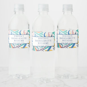 Tropisch Bloemenstrand Bachelorette Weekend Getawa Waterfles Etiket