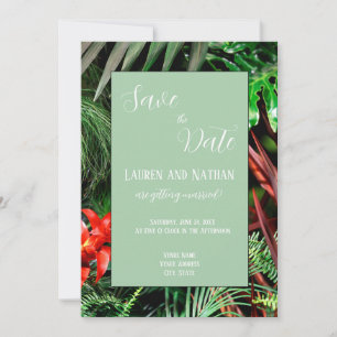 Tropisch Bloemmotief, Aardse Kleuren, Modern, Trou Save The Date