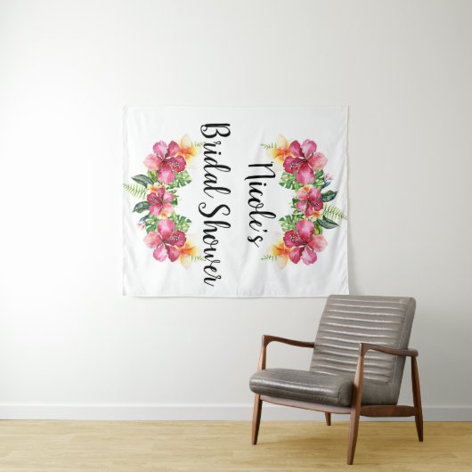 Tropisch bloemmotief Hibiscus botanische Luau acht Wandkleed (In Situ (horizontaal))