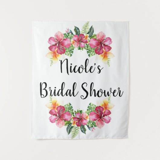 Tropisch bloemmotief Hibiscus botanische Luau acht Wandkleed (Voorkant)