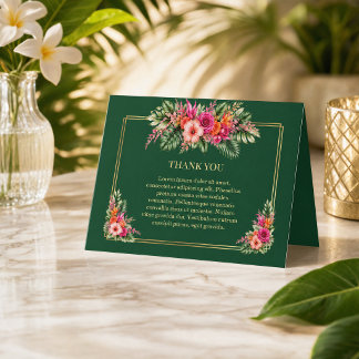 Tropisch Bloemrijk Kleurrijk | Hibiscus & Groene B Bedankkaart