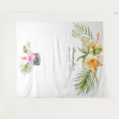 Tropisch bloemstrand bruiloftsshower fotocabine wandkleed (Voorkant (horizontaal))