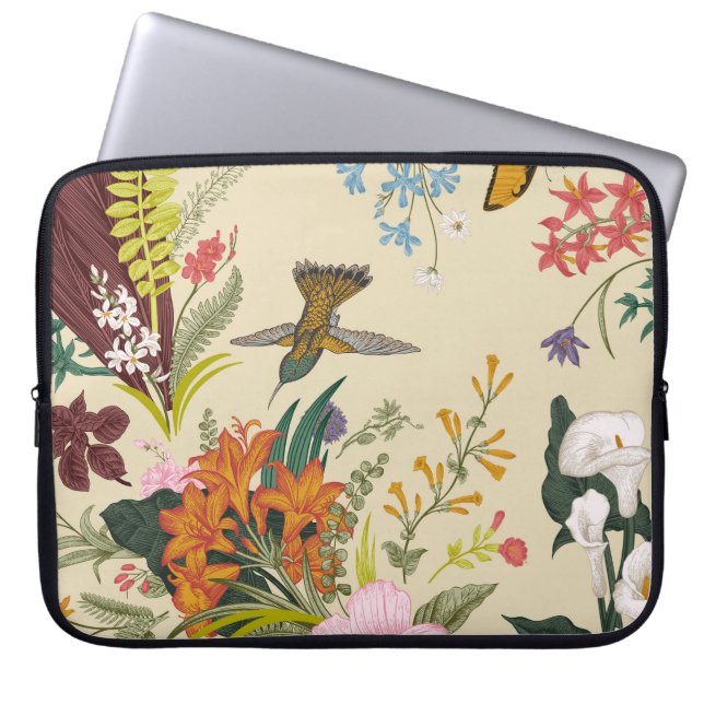 Tropisch  bloemtapijt laptop sleeve (Voorkant)