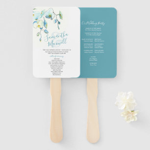 Tropisch Blue Floral Wedding Programme Fan Handwaaier