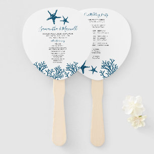 Tropisch Blue Starfish Wedding Programme Fan Handwaaier