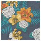 Tropisch boeket blauw stof (Close Up)