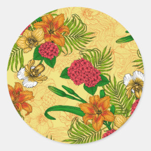 Tropisch boeket ronde sticker