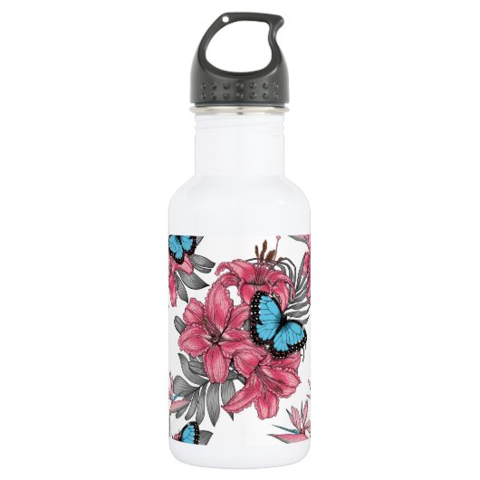 Tropisch boeket waterfles  (Voorkant)