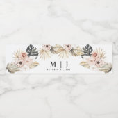 Tropisch Bohemen Gedreven Palm Wedding Waterfles Etiket (Enkel label)