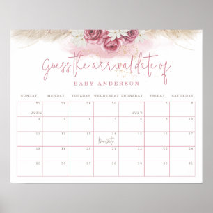 Tropisch Boho Baby shower raadt de aanvalsdatum aa Poster