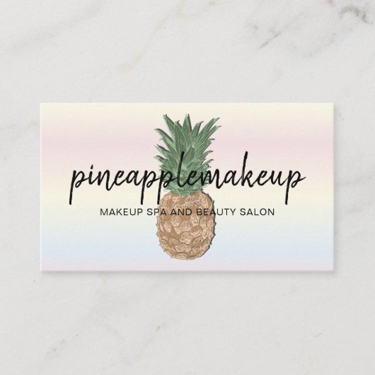 Tropisch Boho Chic Pineapple Holographic Visitekaartje (Voorkant)